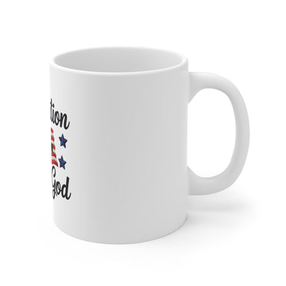 One Nation Under God Mug – Patriotic American Flag & Cross 11oz