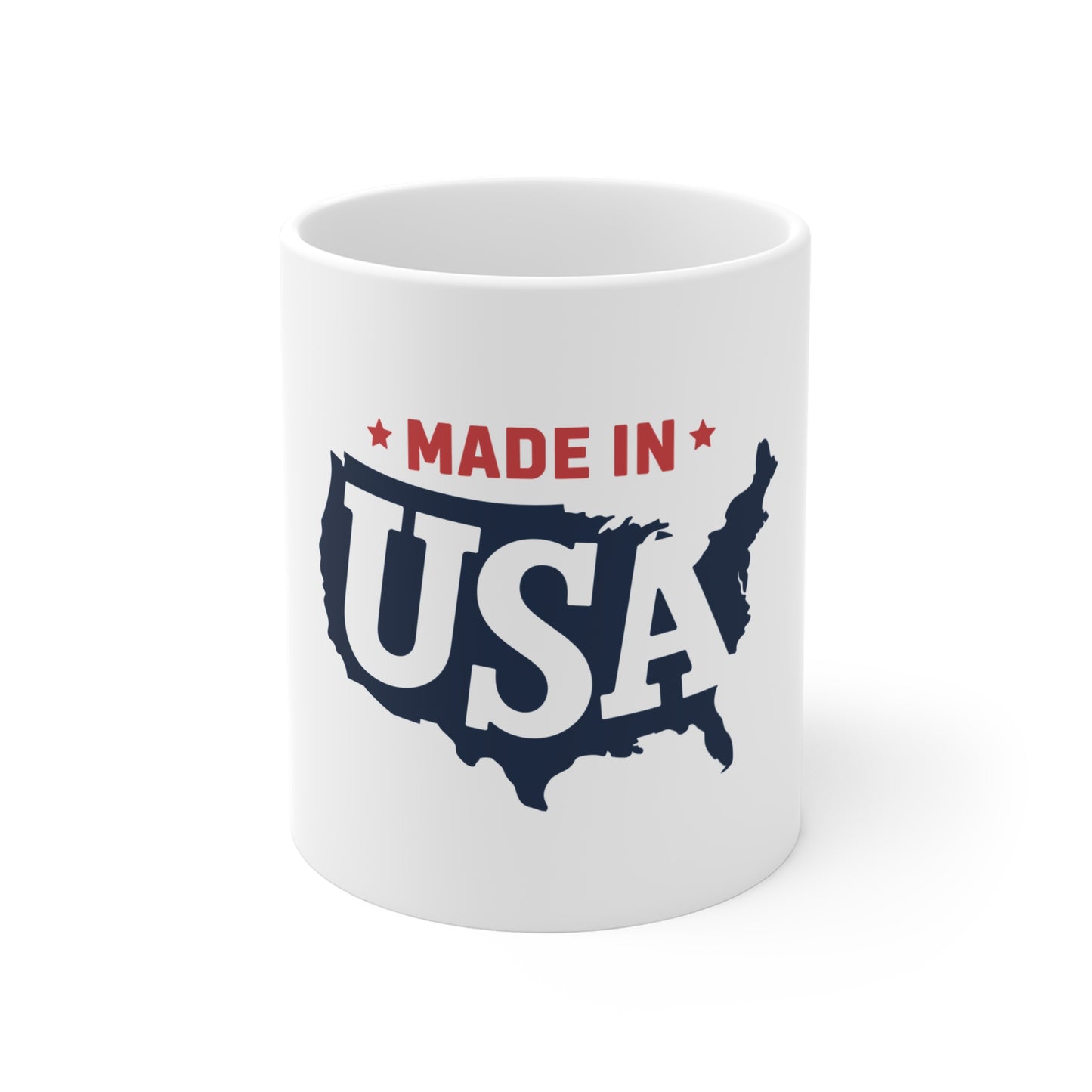 Made in USA Map Coffee Mug – Patriotic United States Mug – Bold America Outline Typography Cup – USA Pride Gift Mug Made in USA Coffee Mug — Patriotic 11oz Ceramic
