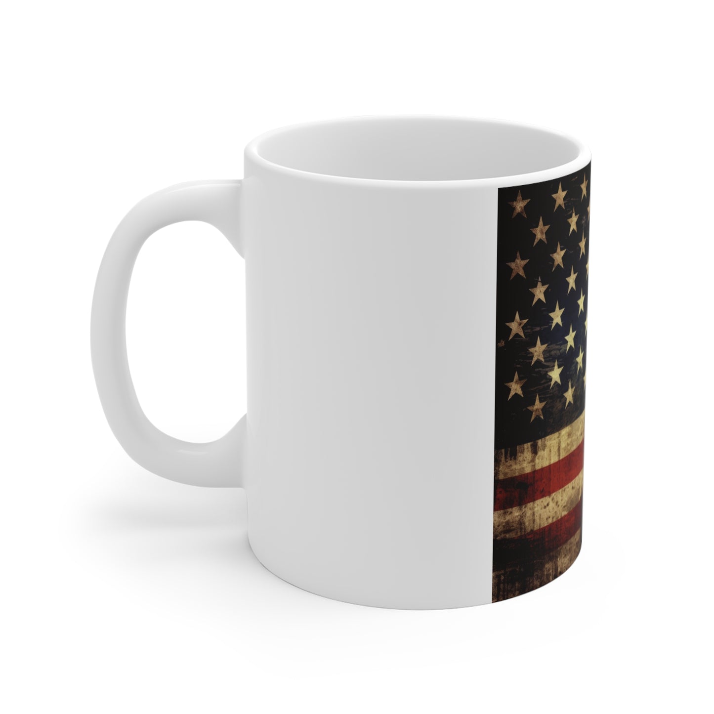 Dripping Grunge American Flag Coffee Mug – Dark Distressed USA Flag Mug – Rustic Paint Drip Patriotic Mug – Bold Americana Gift 11oz