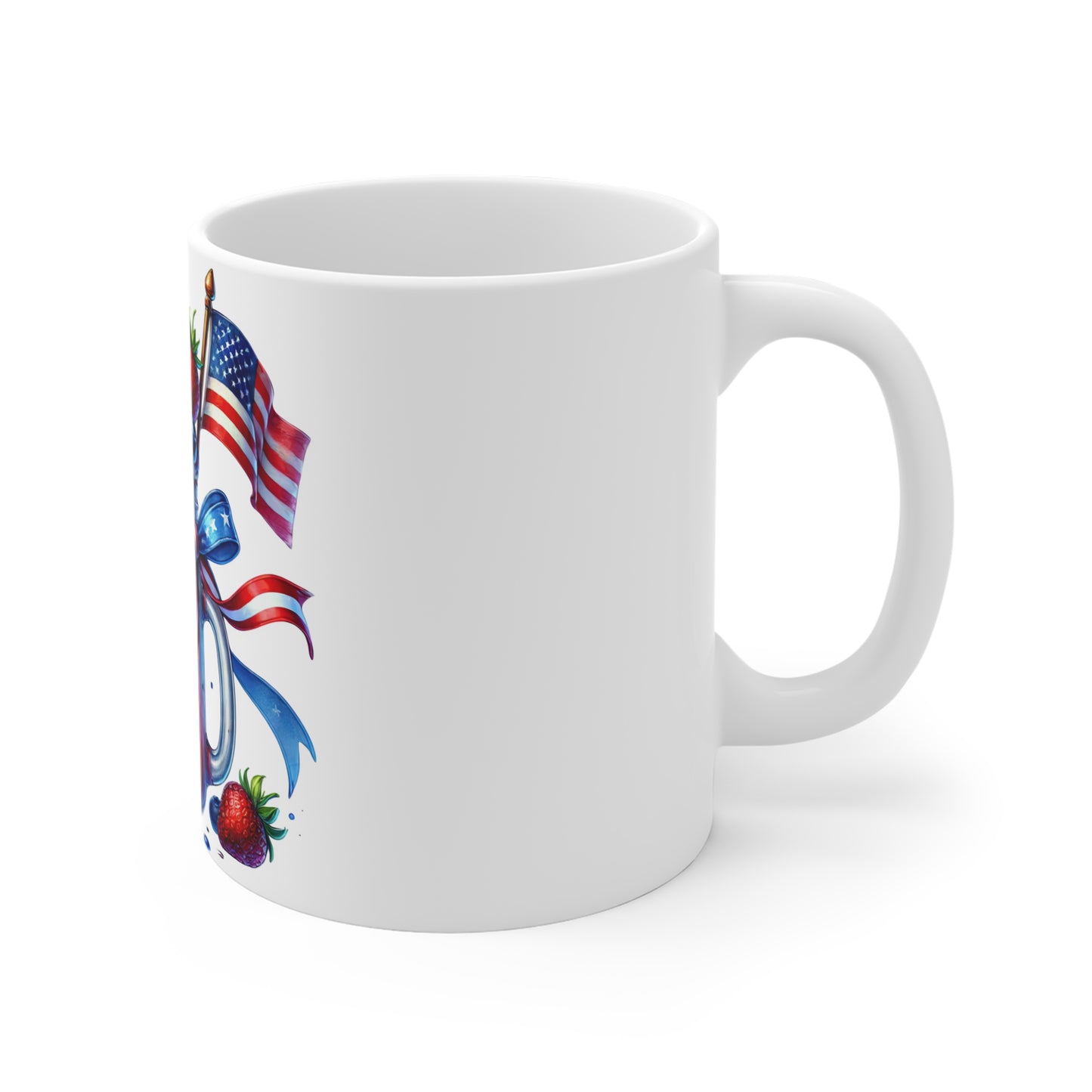 Patriotic Berry Milkshake Coffee Mug – 4th of July Mason Jar Dessert Mug – Red White Blue Ice Cream Sundae Cup with American FlagPatriotic Red White & Blue Dessert Mug — 11oz USA Flag Milkshake...