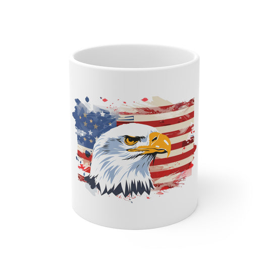 American Flag Eagle Coffee Mug — Patriotic 11oz Ceramic Mug