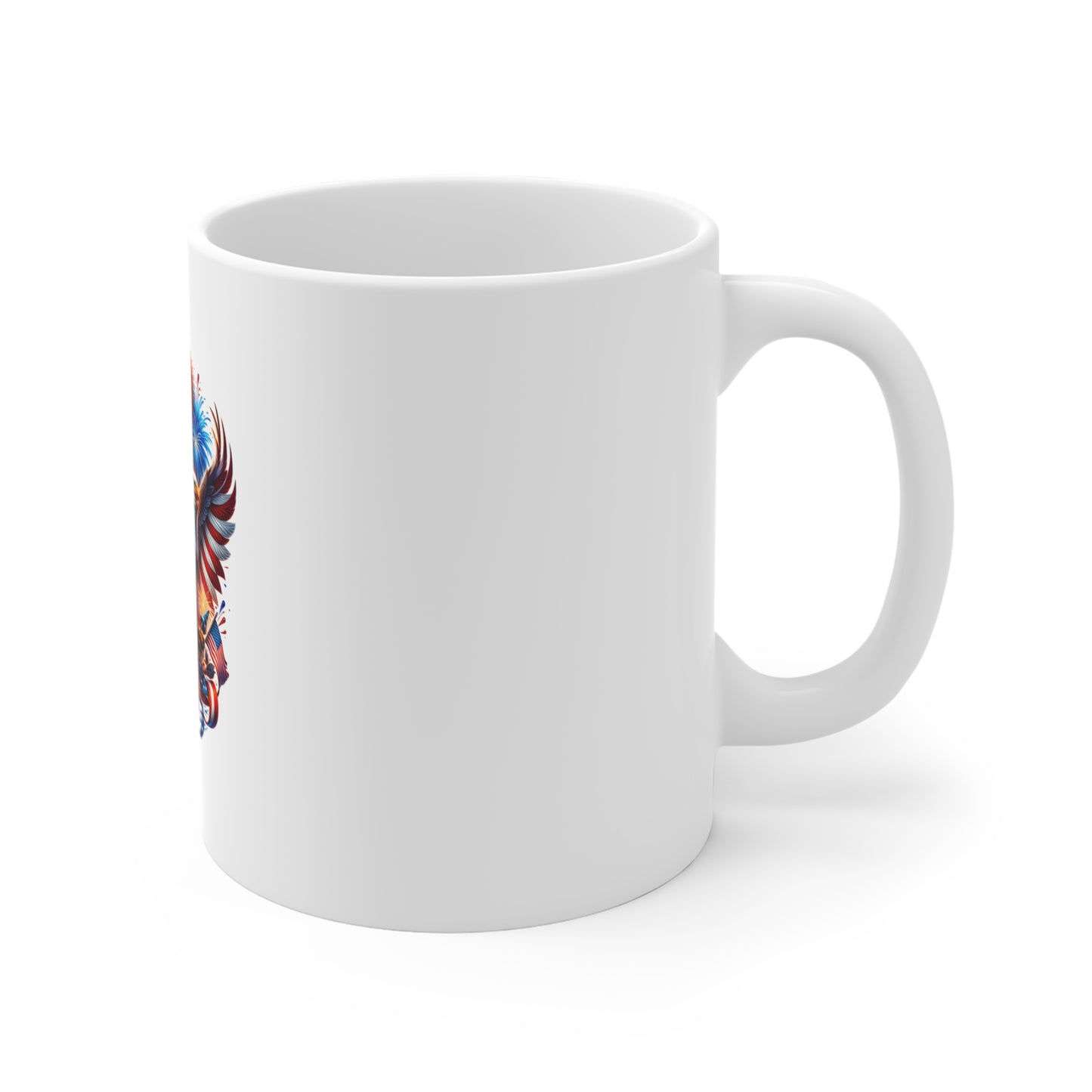 Patriotic Eagle Mug — American Flag Bald Eagle with Fireworks (11oz)