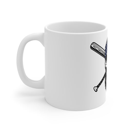 American Flag Baseball Cap Mug – Clean Patriotic Hat Coffee Cup – Minimal USA Pride Design Mug 11oz