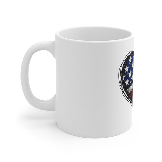 American Flag Heart Mug — Patriotic 11oz Coffee Cup