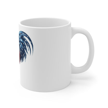 Patriotic Rooster Coffee Mug – American Flag Chicken Mug – Red White Blue Rooster Cup – USA Farmhouse Gift Patriotic Rooster Mug — American Flag Farmhouse Coffee Cup (11oz)