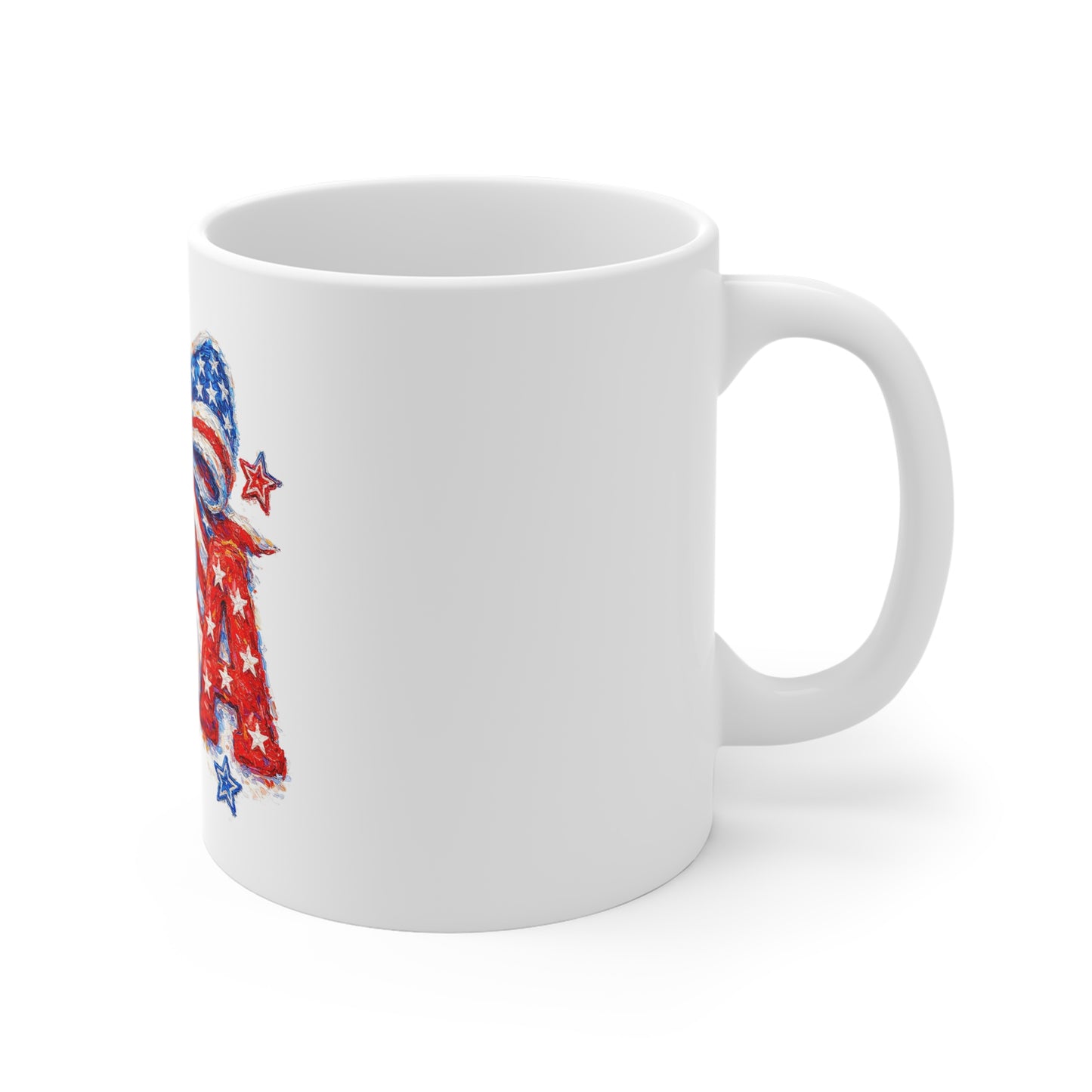 USA Patriotic 11oz Mug — Stars & Stripes Bow Coffee Cup for 4th of July