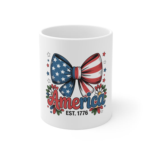 America Bow 11oz Patriotic Mug — "America Est. 1776"