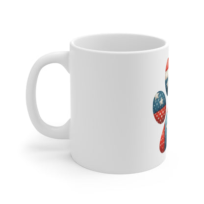 Patriotic Star Patch Dog Paw Coffee Mug – Americana Quilt Paw Print Mug – Red White Blue Dog Lover Mug – USA Pet Gift Cup Patriotic Paw Print Mug – American Flag Dog Lover Coffee Cup (11oz)