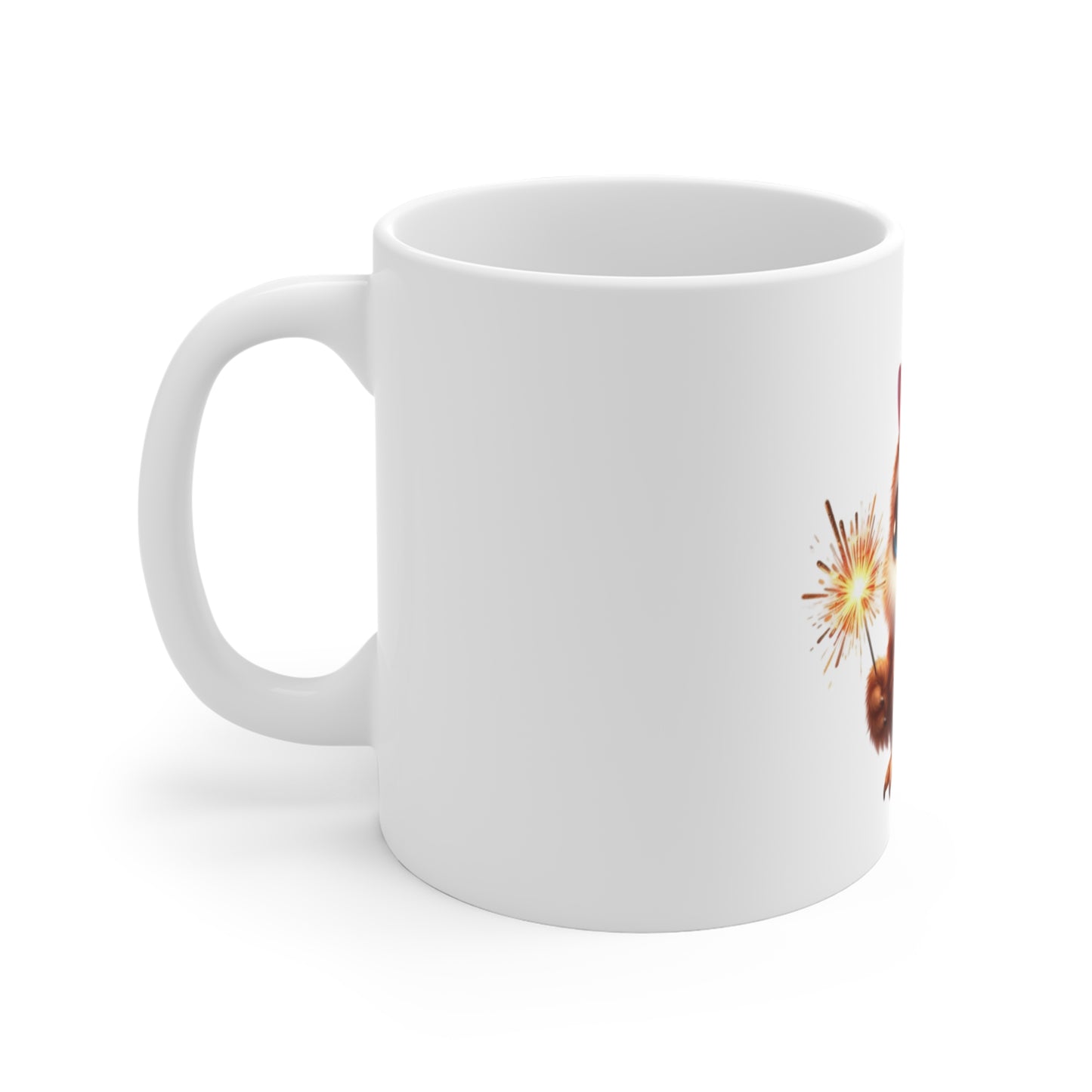 Patriotic Baby Eagle Coffee Mug – Cute American Eagle Mug – Fireworks Sparkler USA Mug – Red White Blue Freedom Cup 11oz