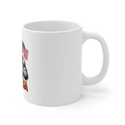 'Merica Gorilla 11oz Coffee Mug – Patriotic American Flag Funny Ape Design