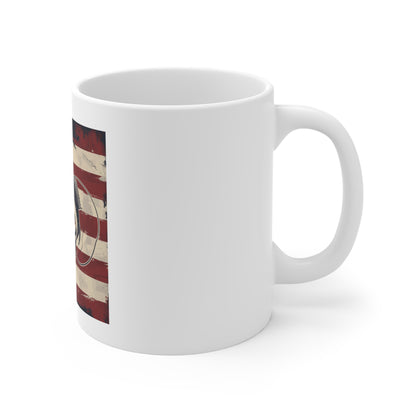 American Fishing Mug - Vintage USA Flag with Leaping Fish 11oz