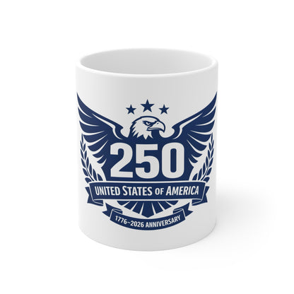 250th United States Anniversary Mug — USA 1776–2026 Eagle Commemorative Coffee Cup
