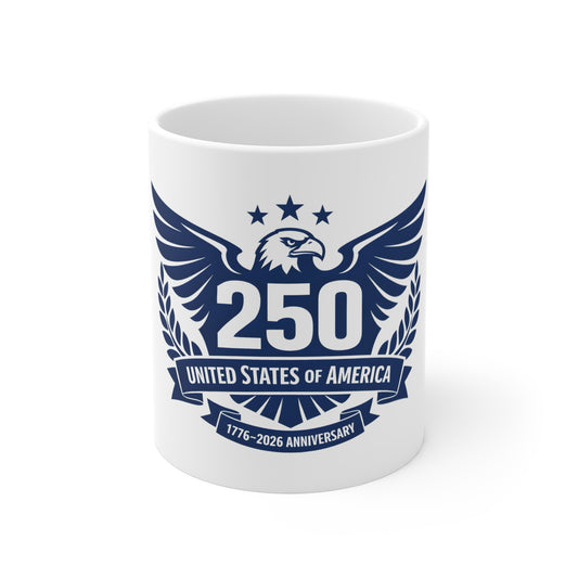 250th United States Anniversary Mug — USA 1776–2026 Eagle Commemorative Coffee Cup