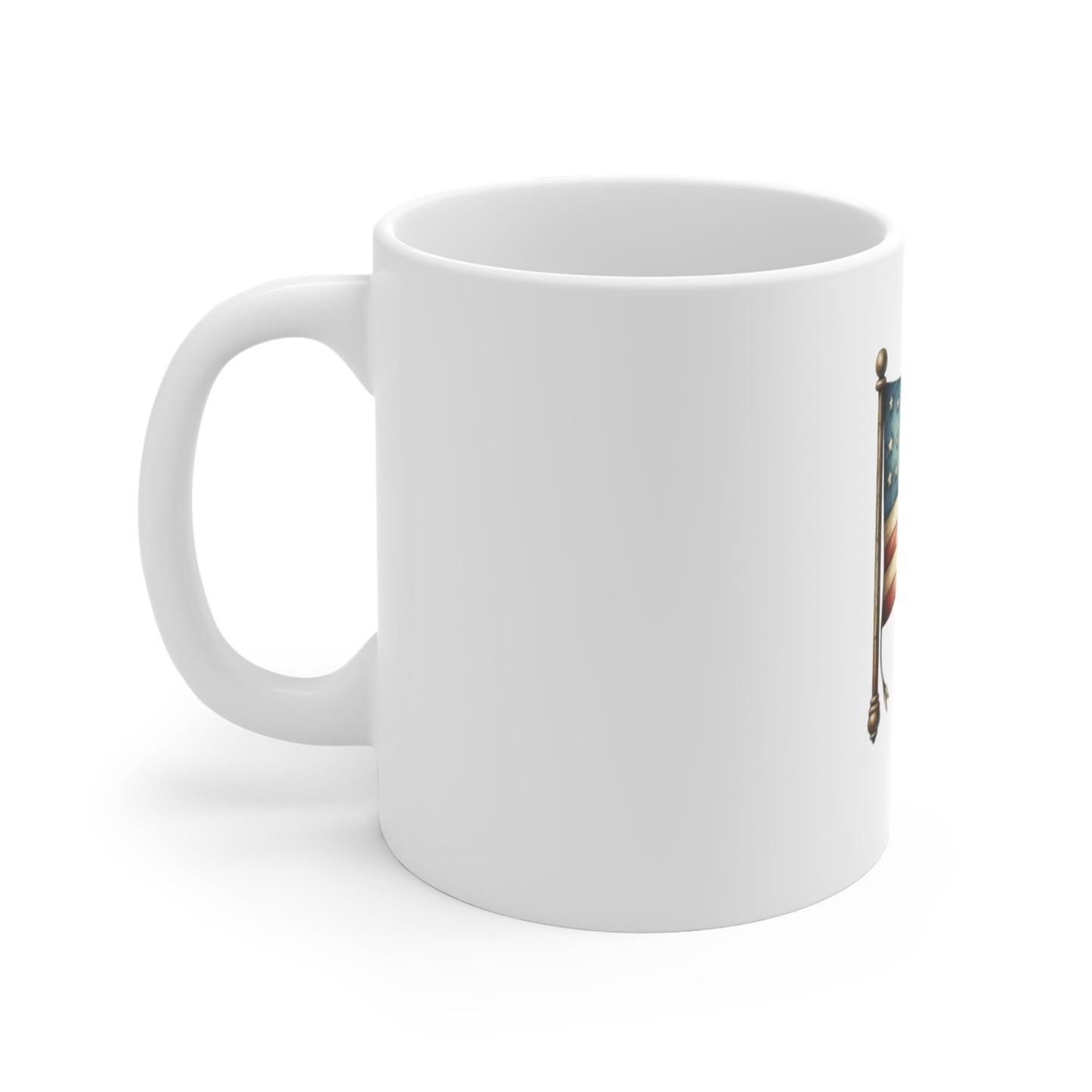 Vintage American Flag Mug – Retro Patriotic 11oz Coffee Cup (Fourth of July, Veterans Day)