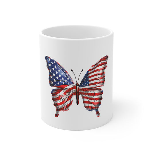 American Flag Butterfly Coffee Mug – Bold Patriotic Butterfly Mug – Red White Blue Freedom Wings Cup – USA Pride Gift American Flag Butterfly Mug — Patriotic 11oz Coffee Cup (Fourth of July, Veterans...