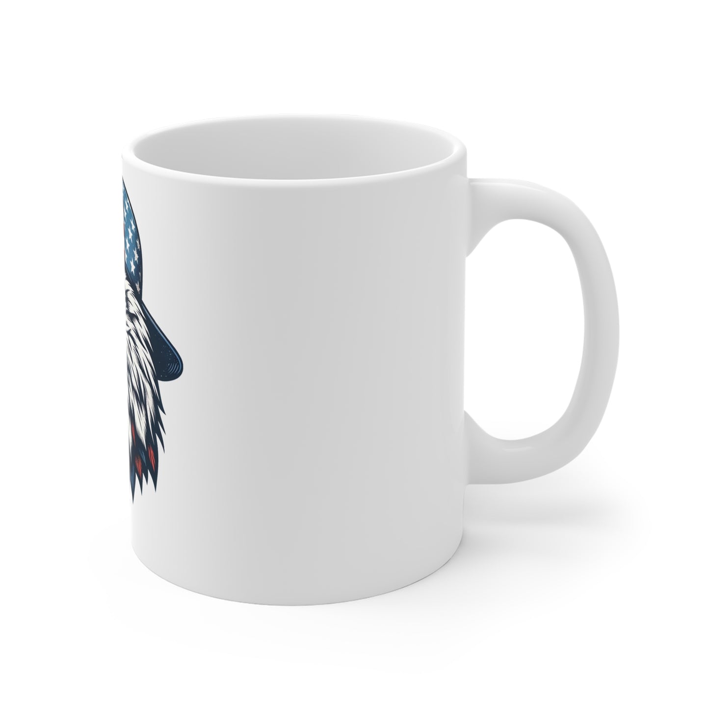Patriotic Eagle Hat Coffee Mug – American Flag Bald Eagle with Sunglasses Mug – USA Freedom Bird Cup – Vintage Americana Gift Mug 11oz