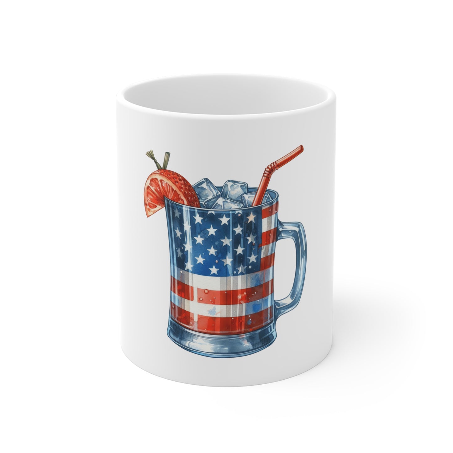Patriotic Cocktail Mug — American Flag Ice Drink 11oz