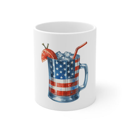 Patriotic Cocktail Mug — American Flag Ice Drink 11oz