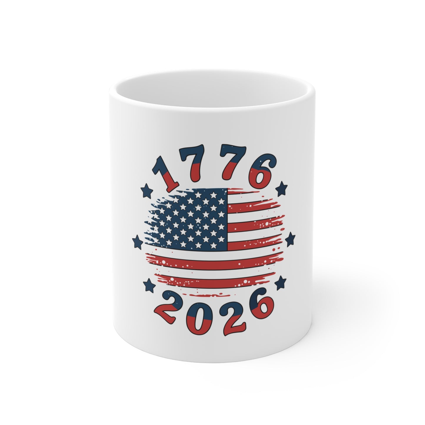 1776–2026 American Flag Mug — Patriotic 4th of July Coffee Cup