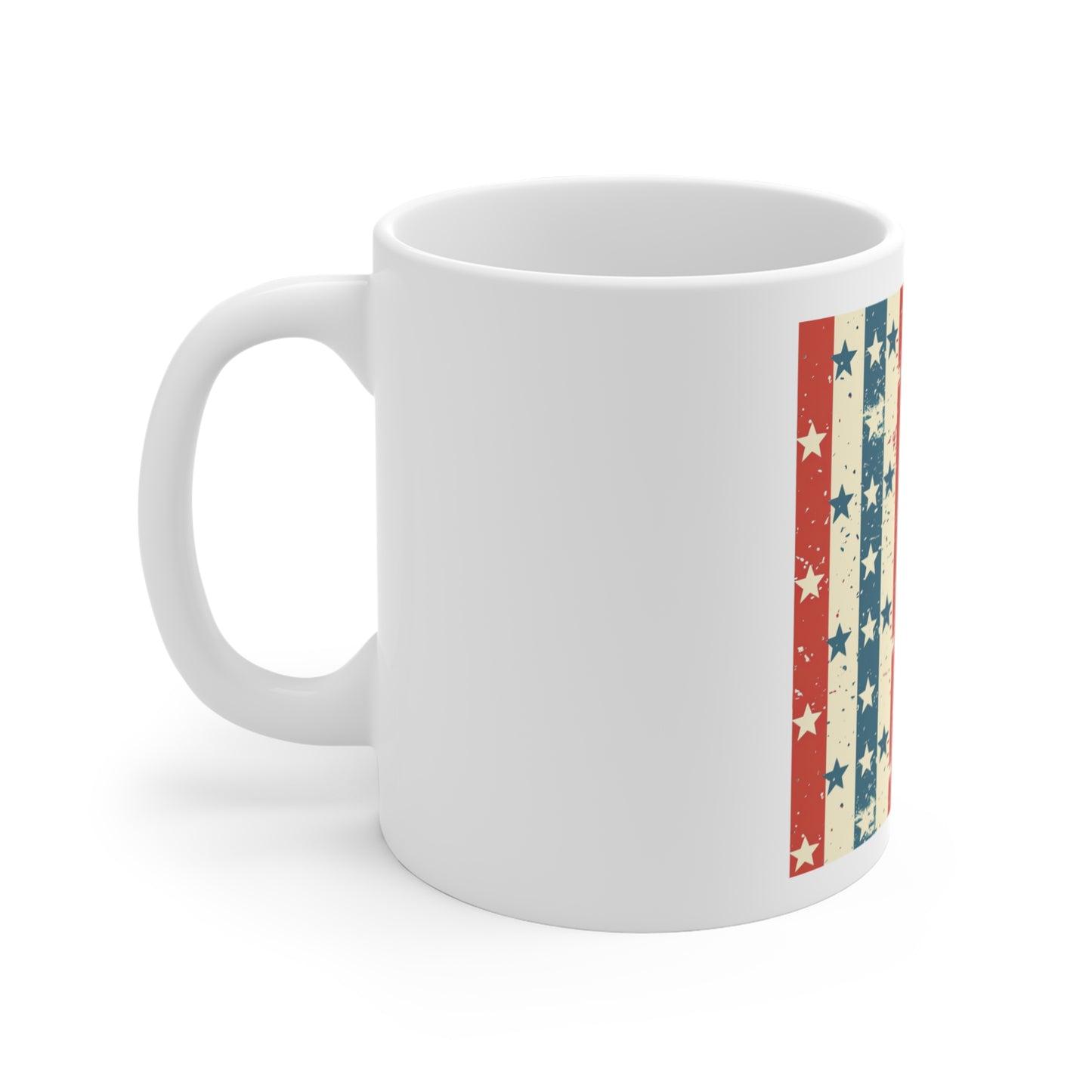 Vintage Star Stripe Coffee Mug – Distressed Americana Stars & Stripes Mug – Retro Patriotic Pattern Cup – Classic USA Flag Style Mug American Vintage Stars & Stripes Mug — Patriotic 11oz Coffee Cup...