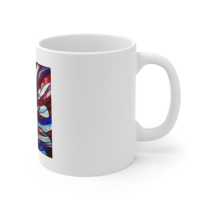 Stained Glass American Flag Coffee Mug – Classic Wave Patriotic Mug – Colorful USA Flag Cup – Artistic Americana Gift – Premium Art Mug11oz Coffee Cup