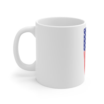 Dripping American Flag Coffee Mug – Distressed Vertical USA Flag Mug – Bold Patriotic Cup – Red White Blue Gift Mug 11oz