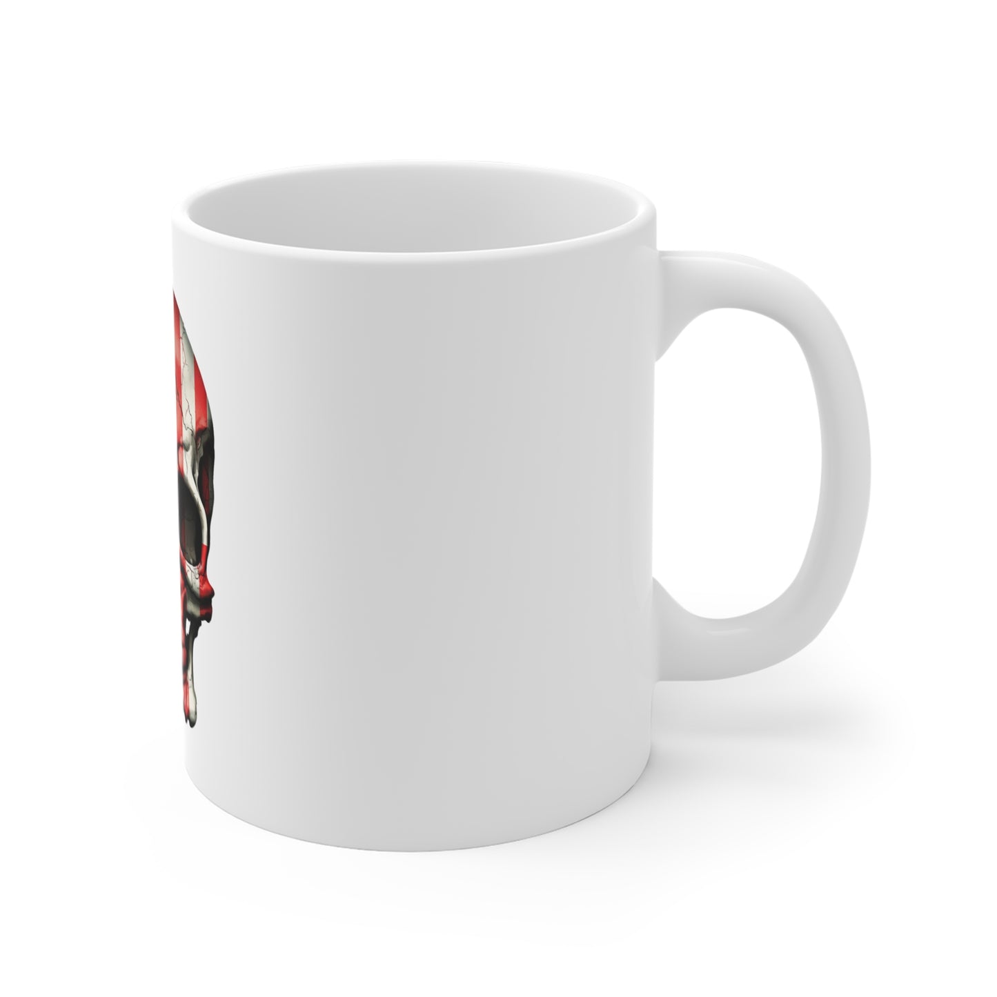 American Flag Skull Mug — Patriotic Skull Coffee Cup (11 oz)