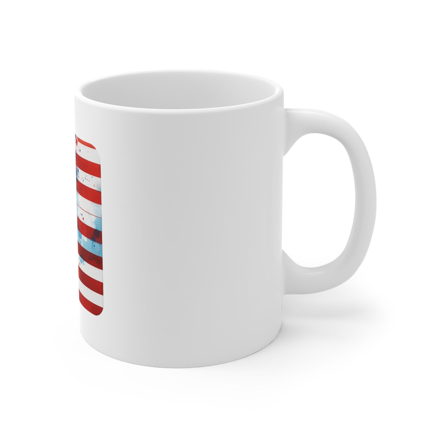 Watercolor American Flag Coffee Mug – Artistic USA Flag Mug – Red White Blue Paint Splash Cup – Patriotic Art Mug Mug 11oz