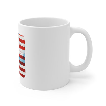 Watercolor American Flag Coffee Mug – Artistic USA Flag Mug – Red White Blue Paint Splash Cup – Patriotic Art Mug Mug 11oz