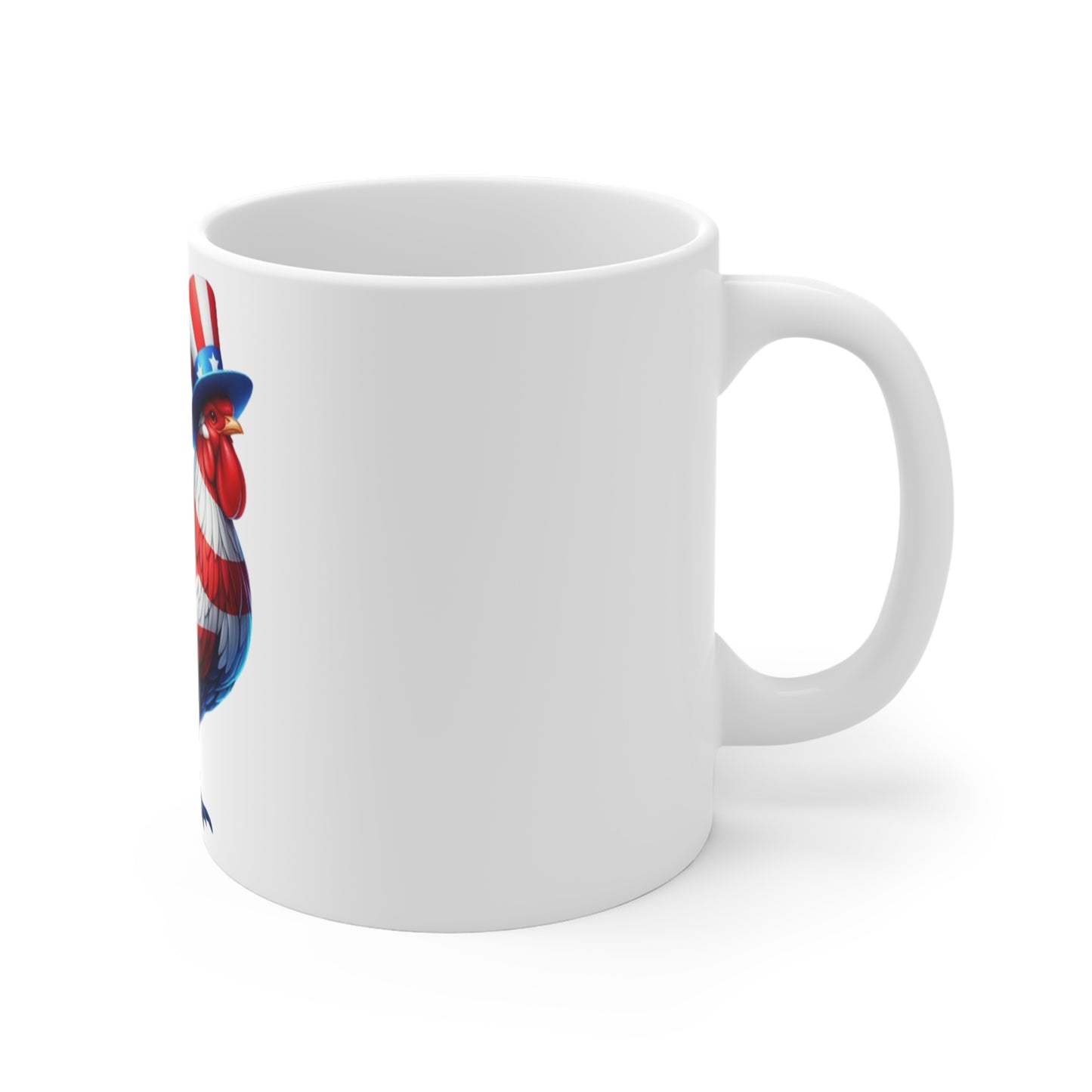 Uncle Sam Rooster Coffee Mug – Patriotic American Flag Rooster Mug – Red White Blue Farmhouse Art Cup – USA Gift Mug Patriotic Rooster Mug – American Flag Rooster Coffee Cup (11 oz)