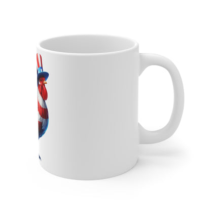 Uncle Sam Rooster Coffee Mug – Patriotic American Flag Rooster Mug – Red White Blue Farmhouse Art Cup – USA Gift Mug Patriotic Rooster Mug – American Flag Rooster Coffee Cup (11 oz)