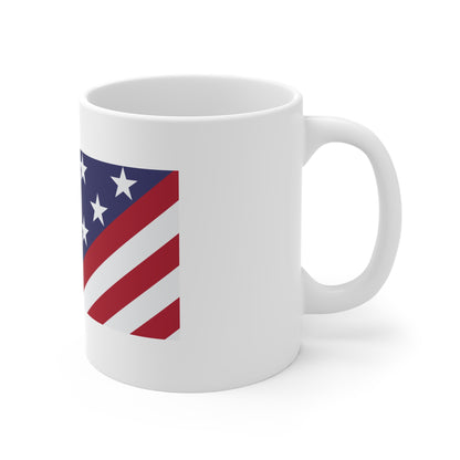Diagonal American Flag Coffee Mug – Modern USA Flag Mug – Bold Stars & Stripes Angle Design – Contemporary Patriotic Gift Mug 11oz