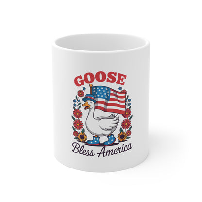 Bless America Goose Mug — Patriotic 11oz Coffee Cup
