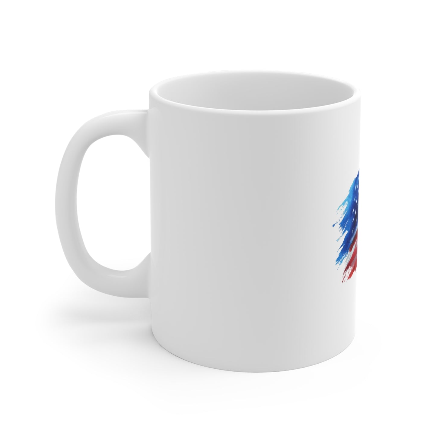 American Flag Brushstroke Mug — Patriotic 11oz Coffee Cup