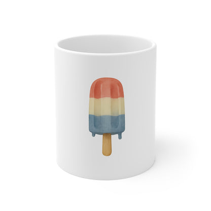 Patriotic Popsicle Coffee Mug – Red White Blue Ice Pop Mug – Summer Americana Treat Mug – 4th of July Dessert Mug 11oz