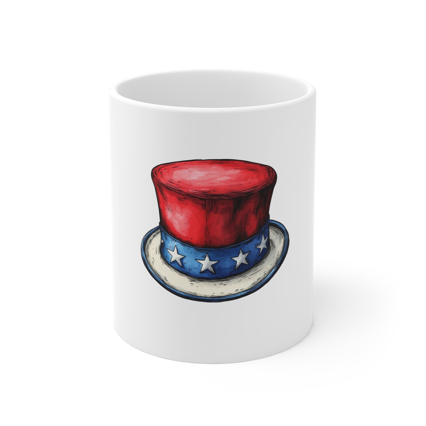 Patriotic Uncle Sam Top Hat Mug — 11oz Fourth of July Coffee Cup
