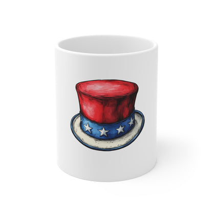 Patriotic Uncle Sam Top Hat Mug — 11oz Fourth of July Coffee Cup