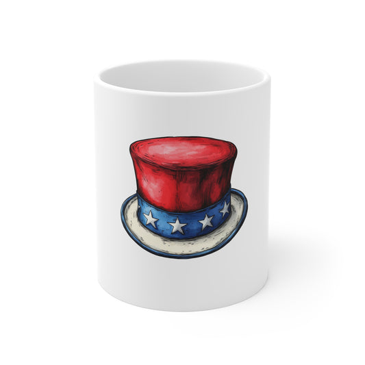 Patriotic Uncle Sam Top Hat Mug — 11oz Fourth of July Coffee Cup