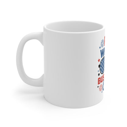 Red White & Bus Driver Crew Mug — 11oz Patriotic School Bus Driver Coffee Cup