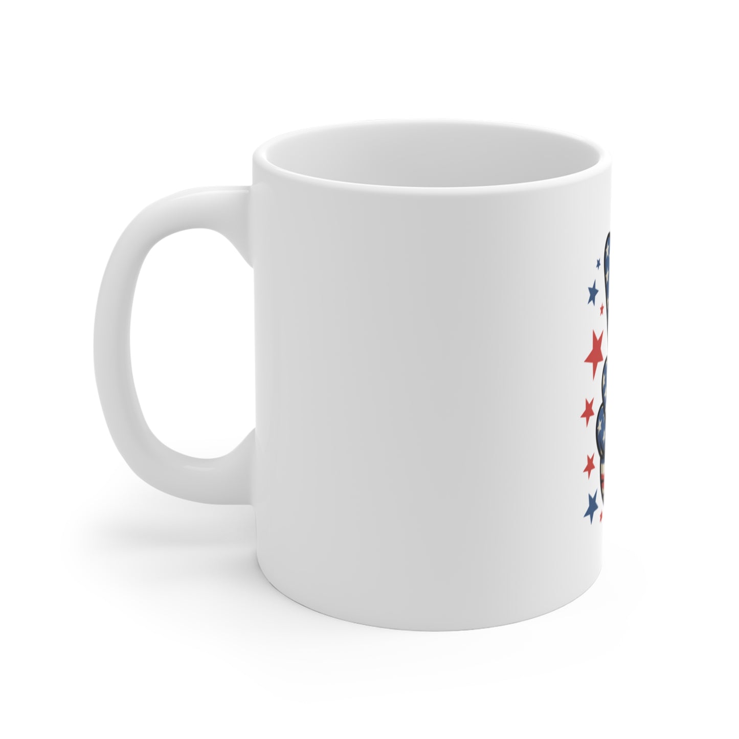 Patriotic Peace Sign Mug — USA Flag 11oz Coffee Cup for 4th of July
