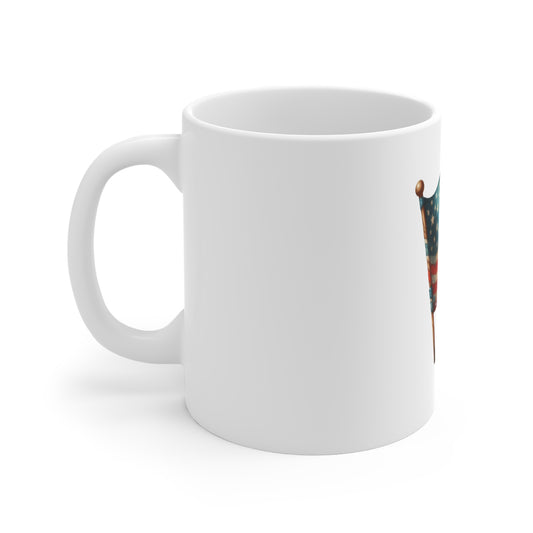 American Flag Ceramic Mug — Vintage USA Patriotic 11oz Coffee Cup