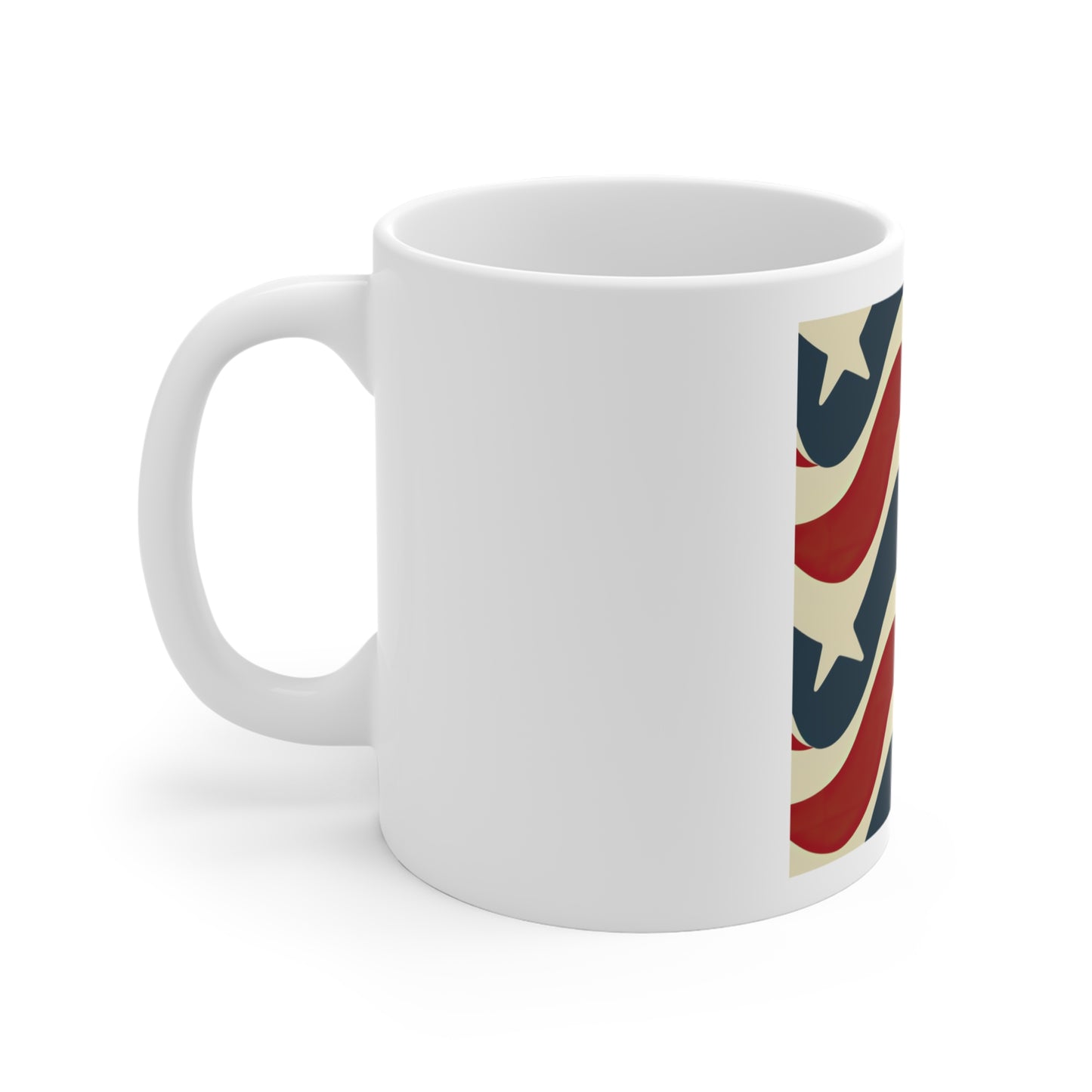 Bold Wave Americana Coffee Mug – Retro Patriotic Stripe Mug – Red White Blue Flow Pattern Cup – Modern USA Flag Inspired Mug Retro Wavy American Flag Mug – Patriotic 11oz Coffee Cup