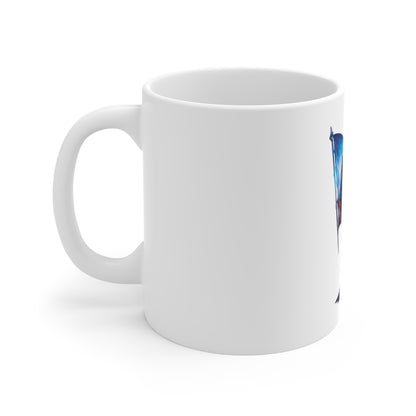 Patriotic Soldier Silhouette Coffee Mug – American Flag Warrior Mug – USA Military Tribute Mug 11oz