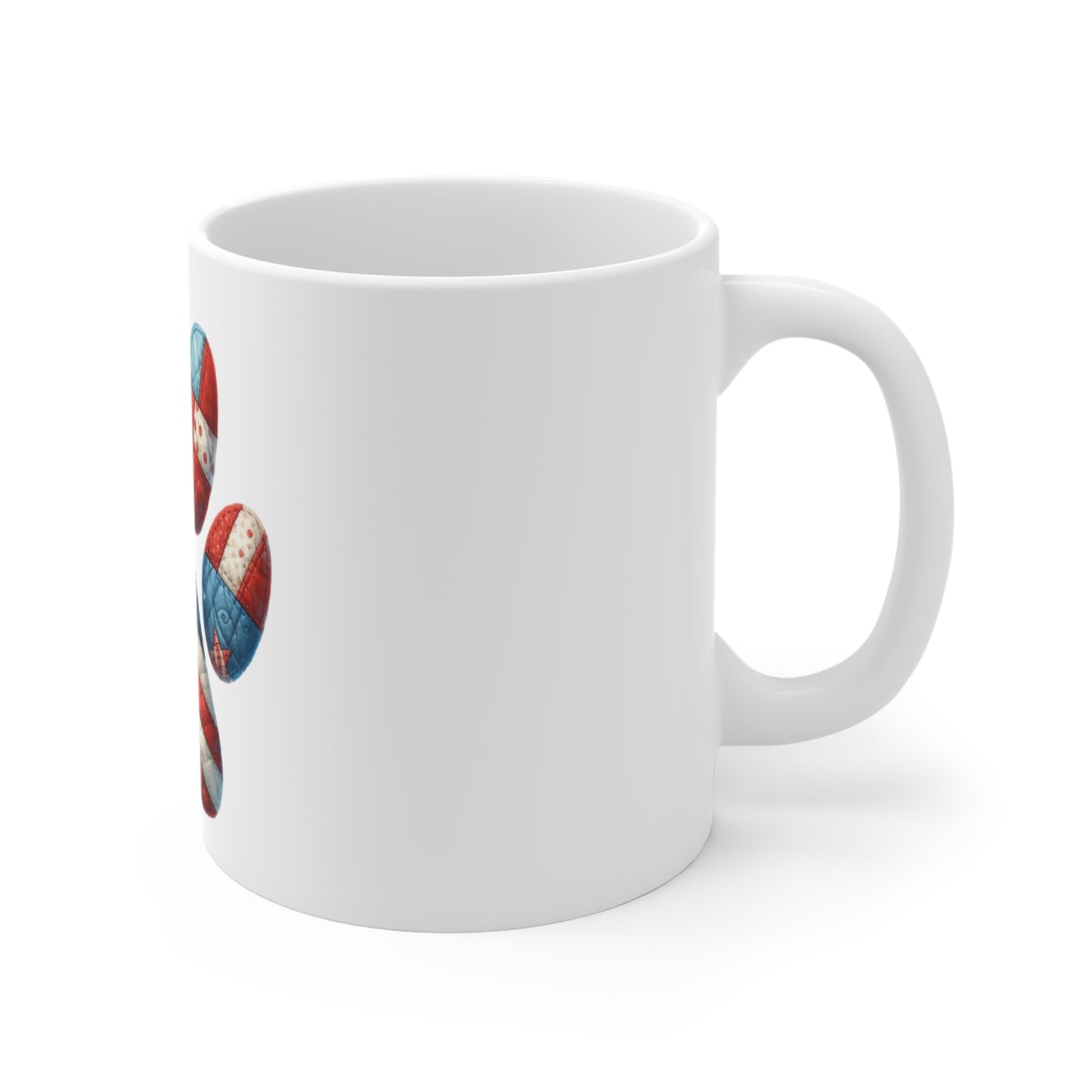 American Flag Dog Paw Coffee Mug – Patriotic Patchwork Paw Print Mug – Red White Blue Pet Lover Mug – USA Dog Gift Cup Patriotic Paw Print Coffee Mug – American Flag Paw 11oz