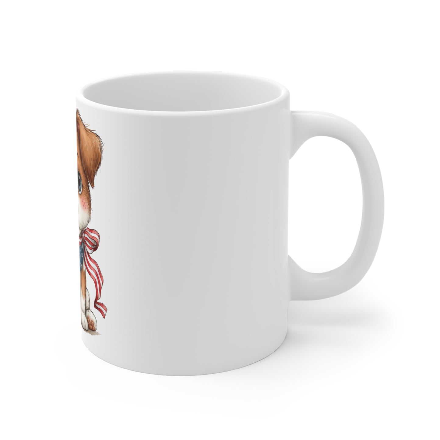 Cute Patriotic Puppy Bandana Coffee Mug – 4th of July Dog Mug – Americana Puppy with Flag Bandana & Ribbon Bow – Red White Blue Pet Lover Gift Patriotic Puppy 11oz Mug – Cute Dog with American Flag...