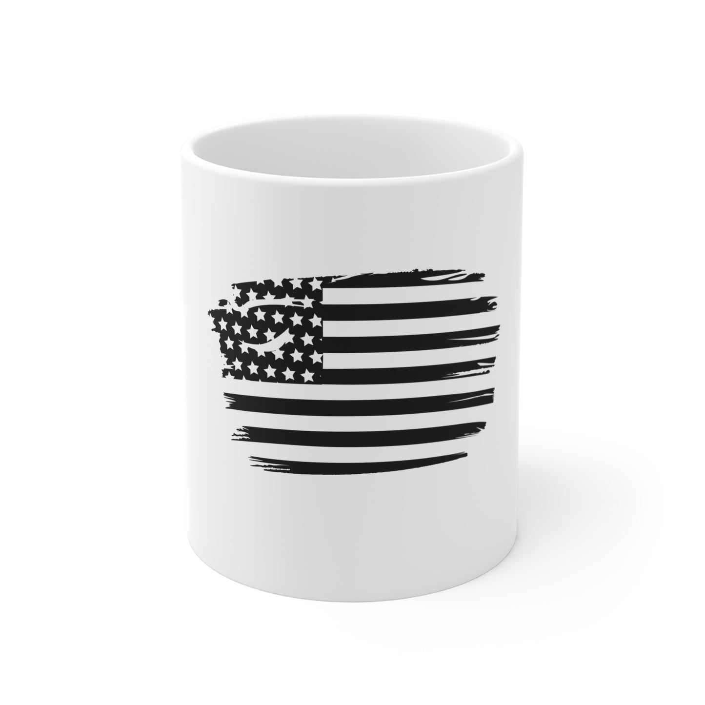 Black American Flag Coffee Mug – Distressed USA Flag Mug – Stealth Patriotic Flag Cup – Minimalist Tactical Mug Mug 11oz