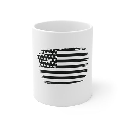 Black American Flag Coffee Mug – Distressed USA Flag Mug – Stealth Patriotic Flag Cup – Minimalist Tactical Mug Mug 11oz