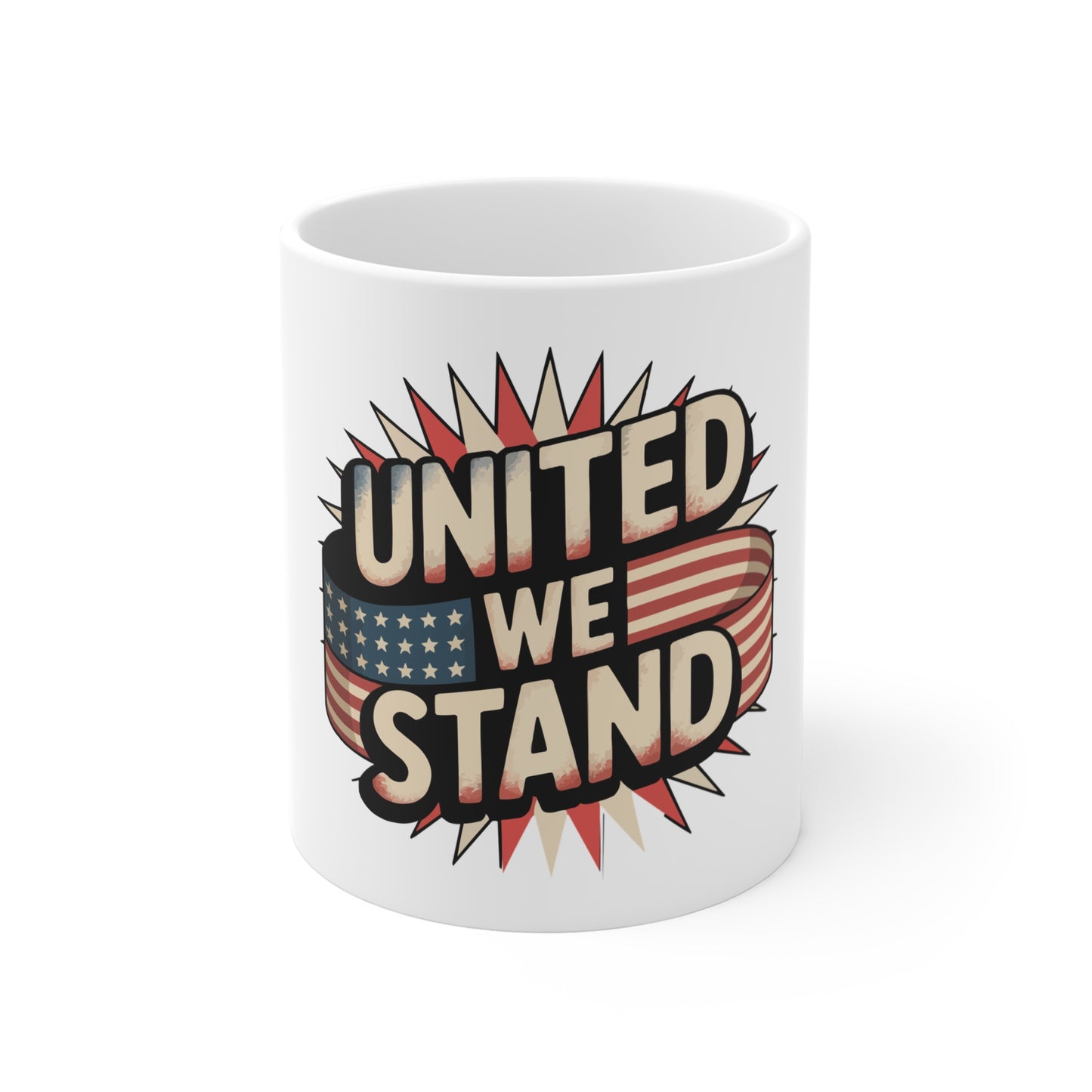 United We Stand Mug — Patriotic American Flag Coffee Cup (11oz)