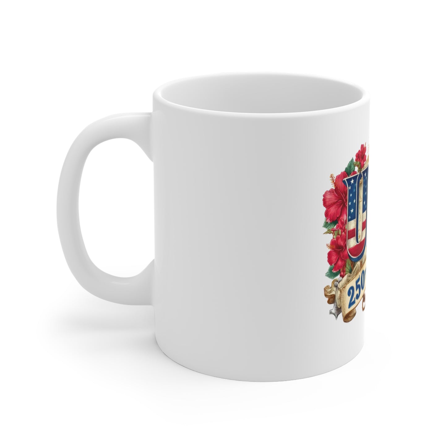 USA 250th Freedom Celebration Mug — Patriotic 11oz Coffee Cup