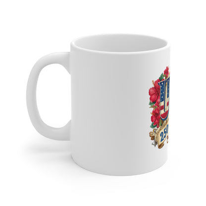 USA 250th Freedom Celebration Mug — Patriotic 11oz Coffee Cup
